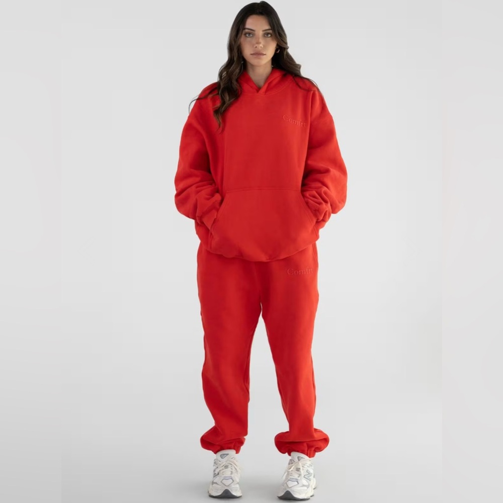 Comfrt Red Hoodie and Pants Set